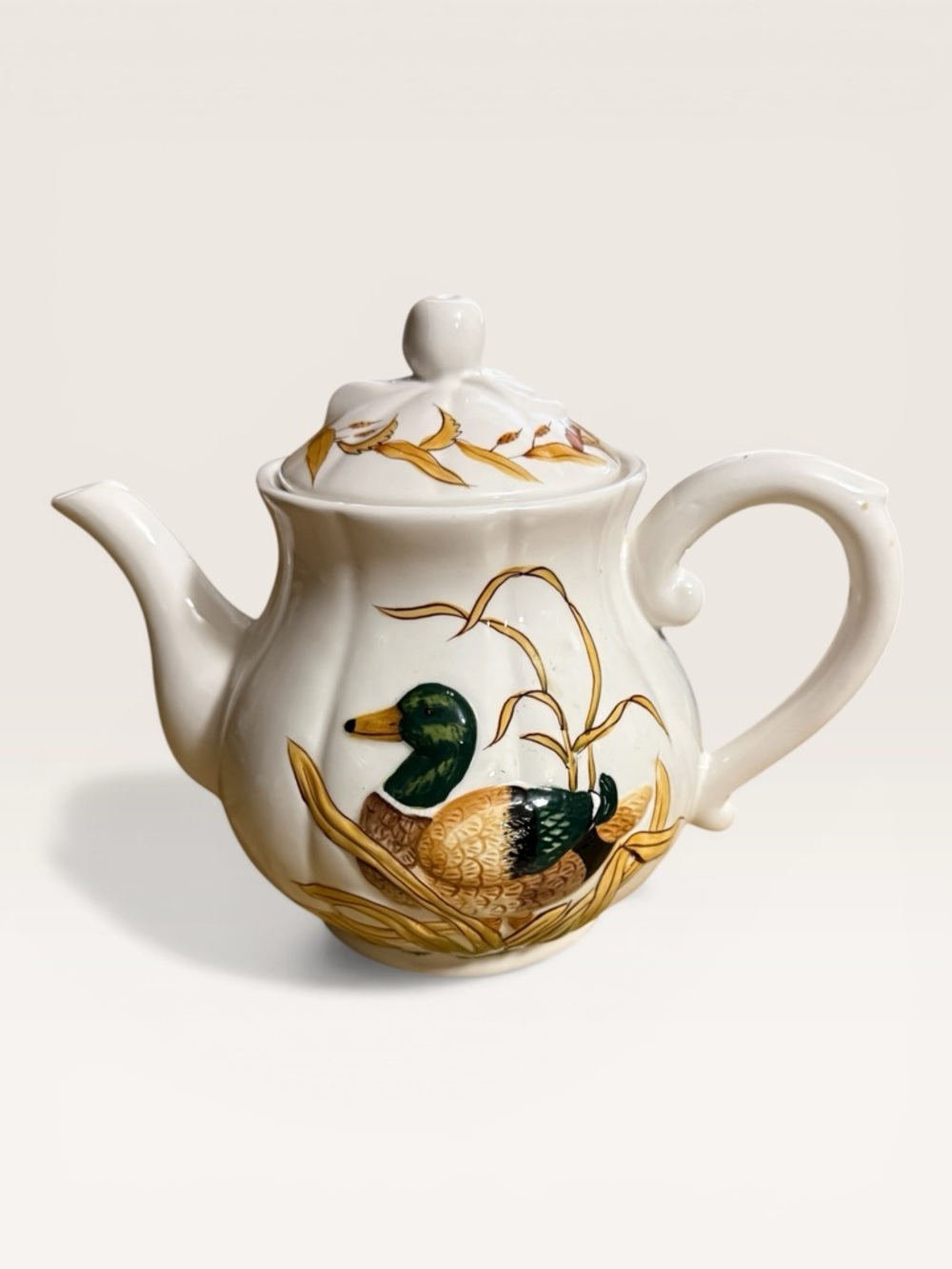 Vintage Mallard Duck Ceramic Teapot
